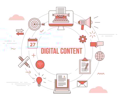 digital content concept with icon set template banner vector