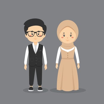 Couple Character Wearing Wedding Outfit vector