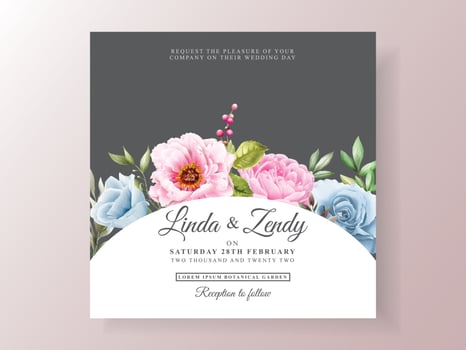 beautiful floral watercolor wedding invitation template vector