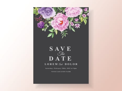 beautiful floral watercolor wedding invitation template vector