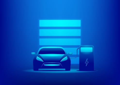EV Car or Electric charging at the charger station . vector