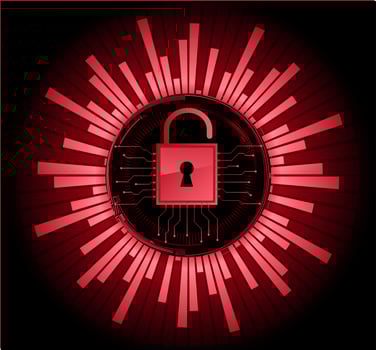 Closed Padlock on digital background, cyber security vector