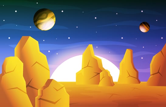 Bright Sun Planet Star Sky Space Universe Exploration Illustration vector