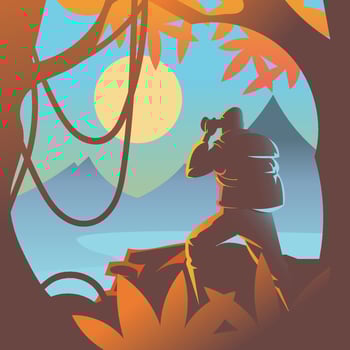 A Man Hiking in The Mountain vector