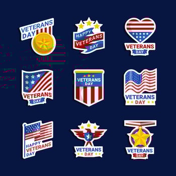 Veteran Day Sticker Collection vector