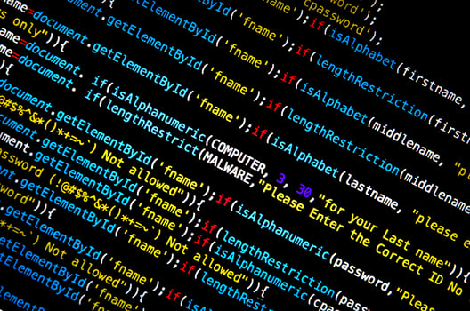 Screen of source code and abstract technology background photo