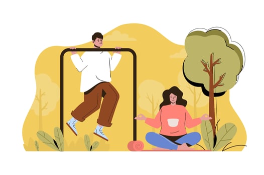 Outdoor training concept for website and mobile site vector