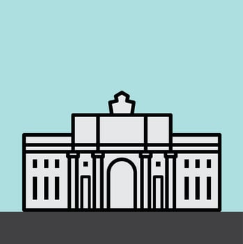 outline simplicity drawing of trevi fountain landmark vector