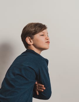 Boy making a face photo