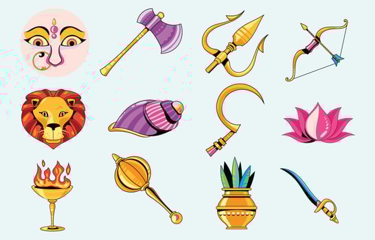 Navratri Durga Indian Traditional Celebration Element Collection vector