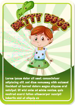 Character game card template with word Betty Bugs vector