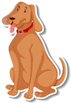A sticker template of dog cartoon character vector