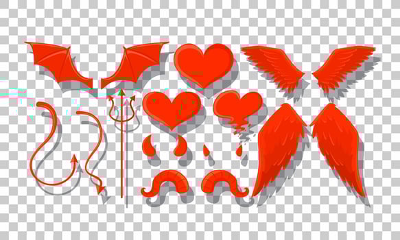 Set of devil and angel object decor vector