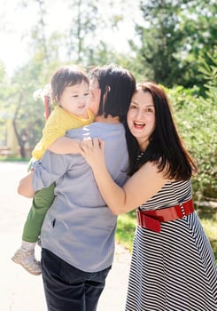 Multi generation portrait of grandma with daughter and granddaughter photo