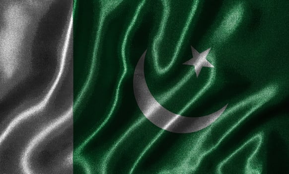 Wallpaper by Pakistan flag and waving flag by fabric. photo
