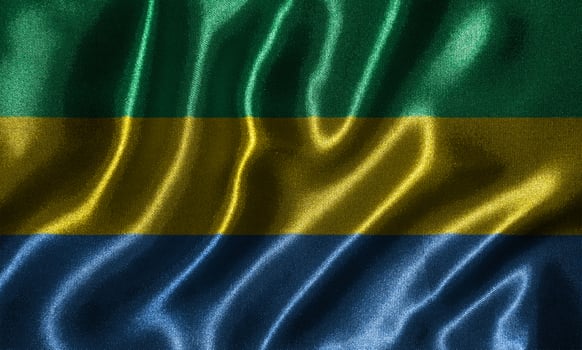 Wallpaper by Gabon flag and waving flag by fabric. photo