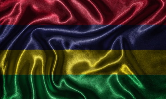 Wallpaper by Mauritius flag and waving flag by fabric. photo