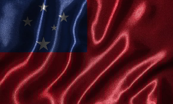 Wallpaper by Samoa flag and waving flag by fabric. photo