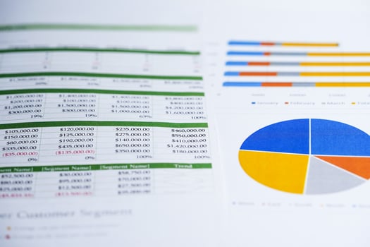 chart or graph paper. Financial account business data. photo