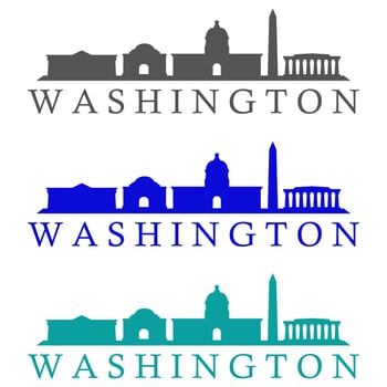 Washington skyline illustrated on white background vector
