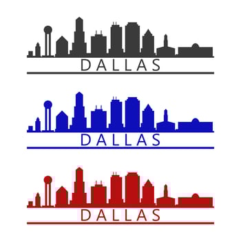 Dallas skyline illustrated on white background vector