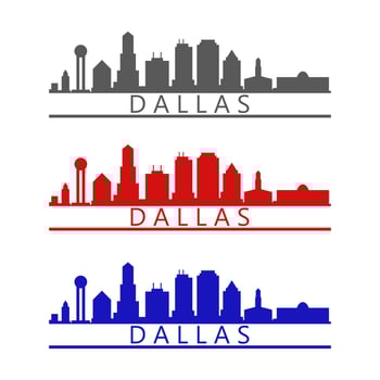 Dallas skyline illustrated on white background vector