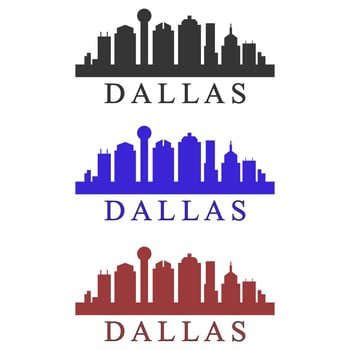 Dallas skyline illustrated on a white background vector