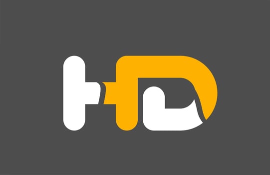 yellow white grey combination logo letter HD H D alphabet design icon vector