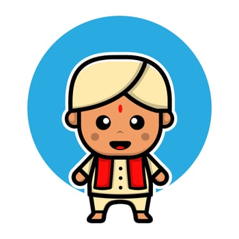 Cute indian boy cartoon character vector