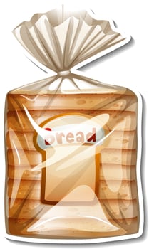 Sliced wheat breads in packaged sticker on white background vector