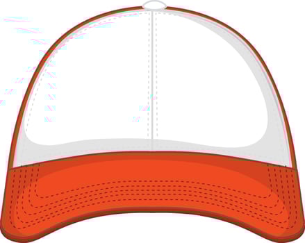 Front of basic white orange baseball cap isolated vector