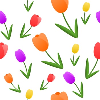 Seamless pattern of colorful tulips flower. Free vector