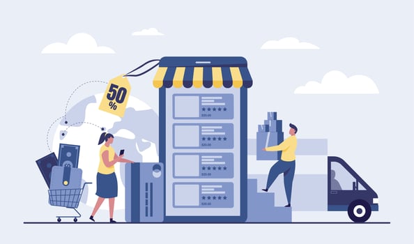 online shopping concept vector