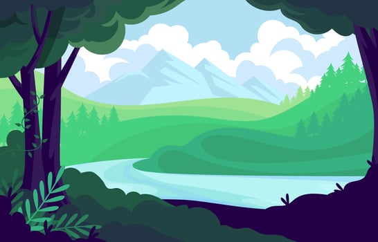 Nature Landscape With Mount And River vector
