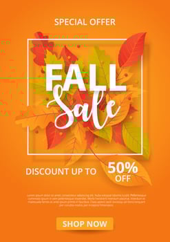 Autumn sale banner with leaves. Vector illustration
