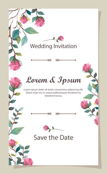 wedding invitation card with flowers decoration vector