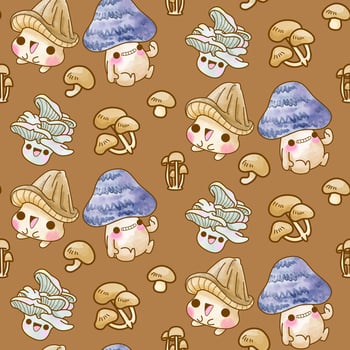 cute mushroom vector seamless pattern, mushroom watercolor