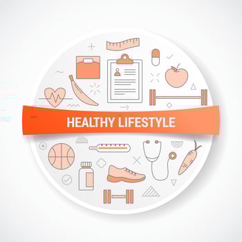 healthy lifestyle with icon concept with round or circle shape vector