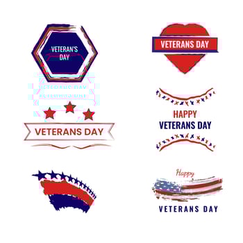 Veterans Day Celebration National American Holiday Icons, stickers vector