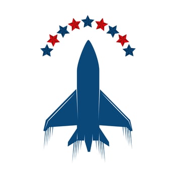us army plane with stars isolated icon vector