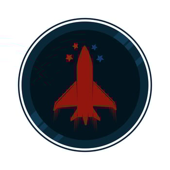us army plane with stars in frame circular isolated icon vector