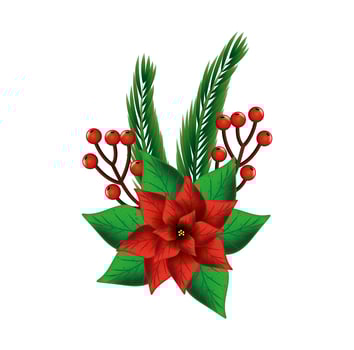flower christmas decorative with leafs vector