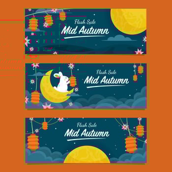Flash Sale Banner  for Mid Autumn Festival vector
