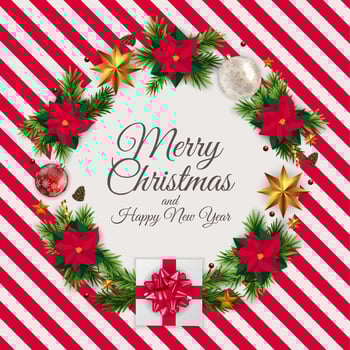 Holiday New Year and Merry Christmas Background. Vector Illustration