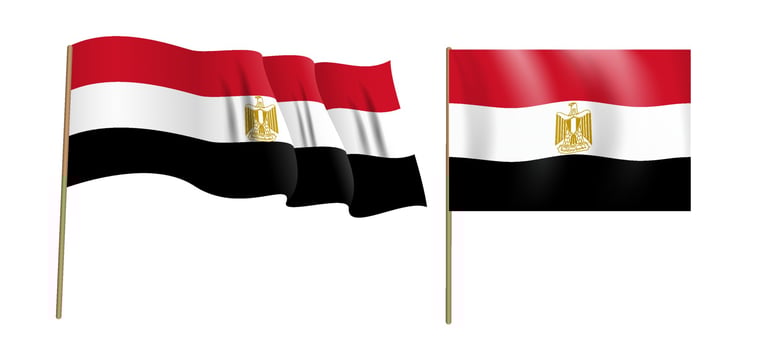 colorful naturalistic waving flag of the Arab Republic of Egypt. vector