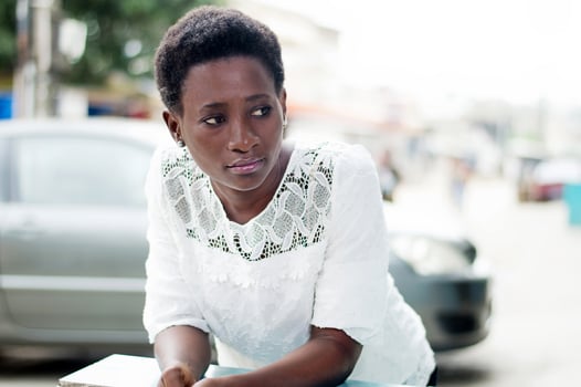 Portrait of a woman in a white shirt photo