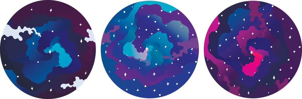 Set of round icons of the cosmic sky. Suitable for instagram template. vector