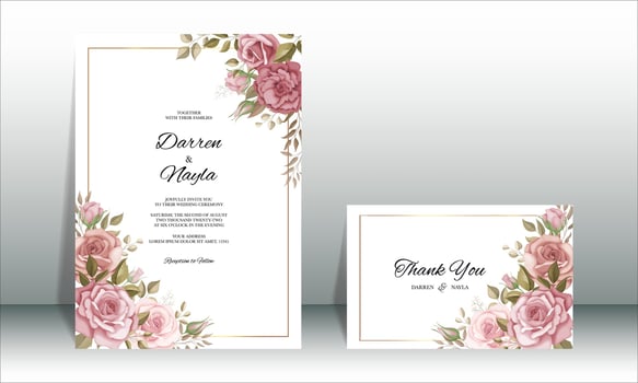 Beautiful wedding invitation with rose ornament vector