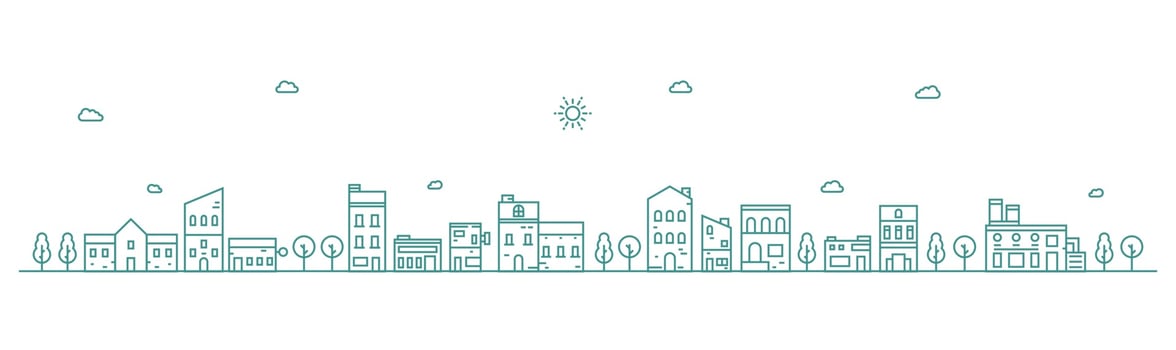 Cityscape line art illustration. vector