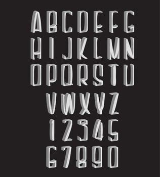 Character English ABC 3D number vector
